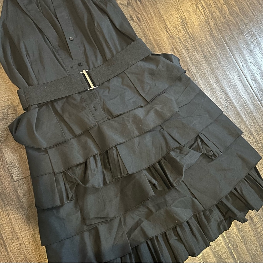 Vintage BCBGMaxAzria Pleated Halter Mini Dress Black Size 6 - Picture 3 of 8